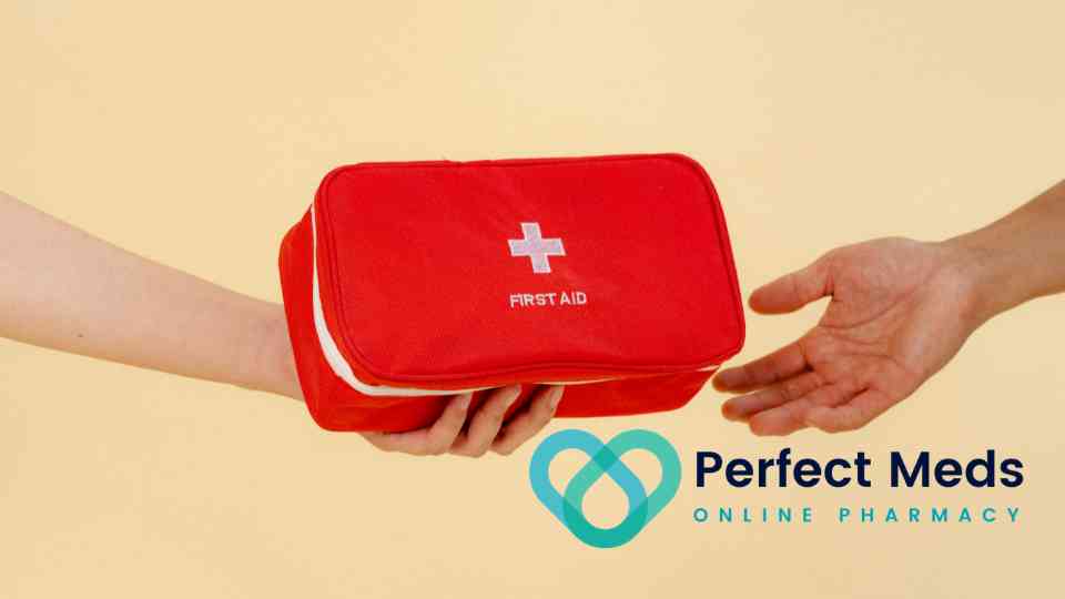 person giving first aid kit to another person
