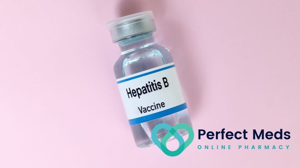 hepatitis b vaccine solution on pink background